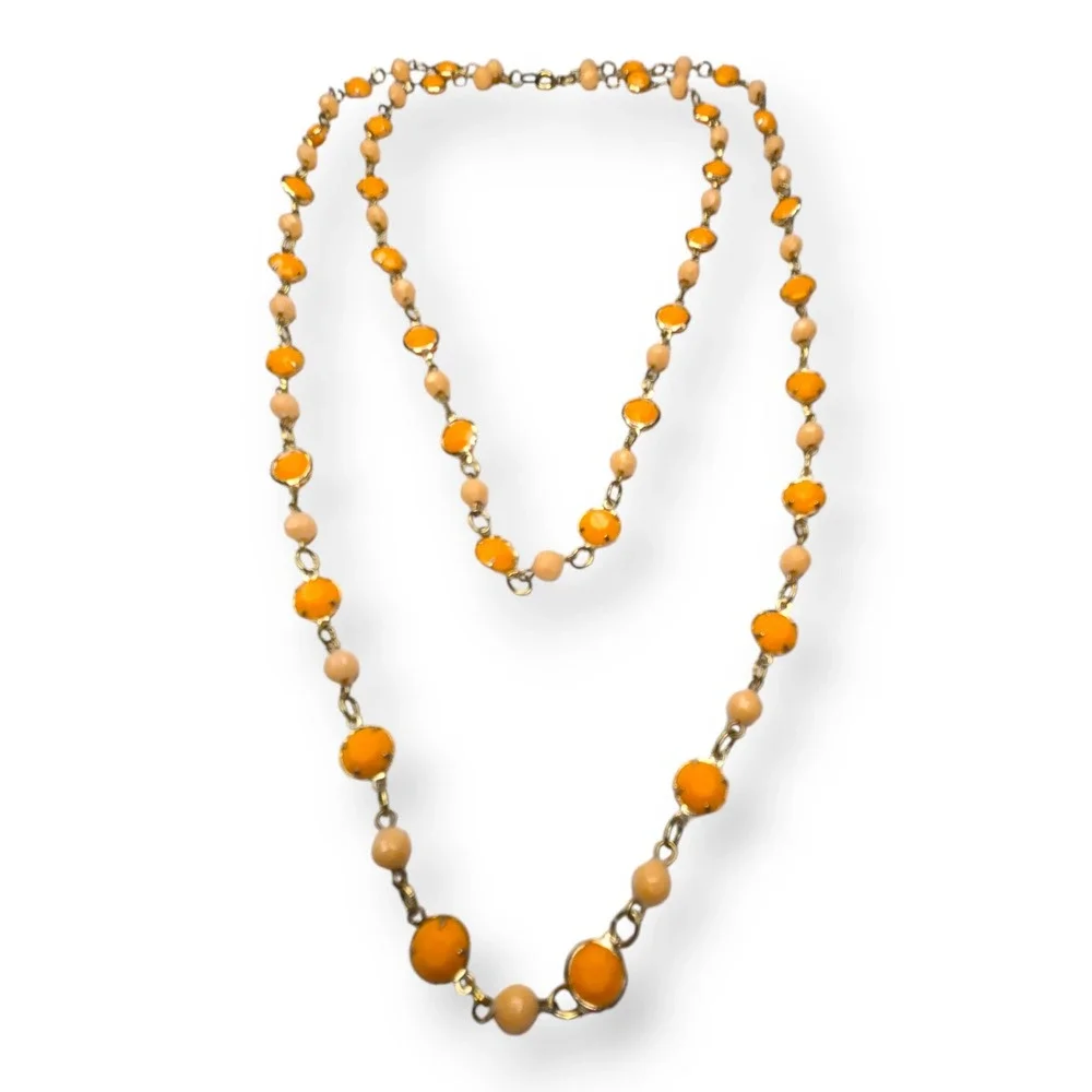 Vintage Two Strand Necklace Gold Tone 19